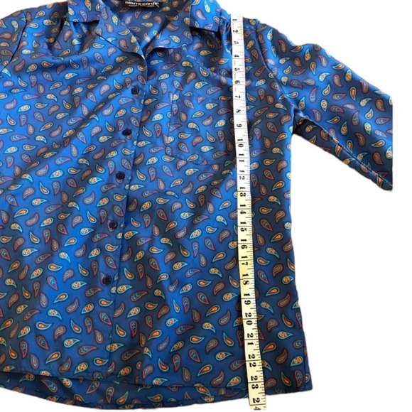 Pierre Cardin Vintage Blue Paisley Button Down Blouse , Lightweight, Medium - Picture 4 of 6